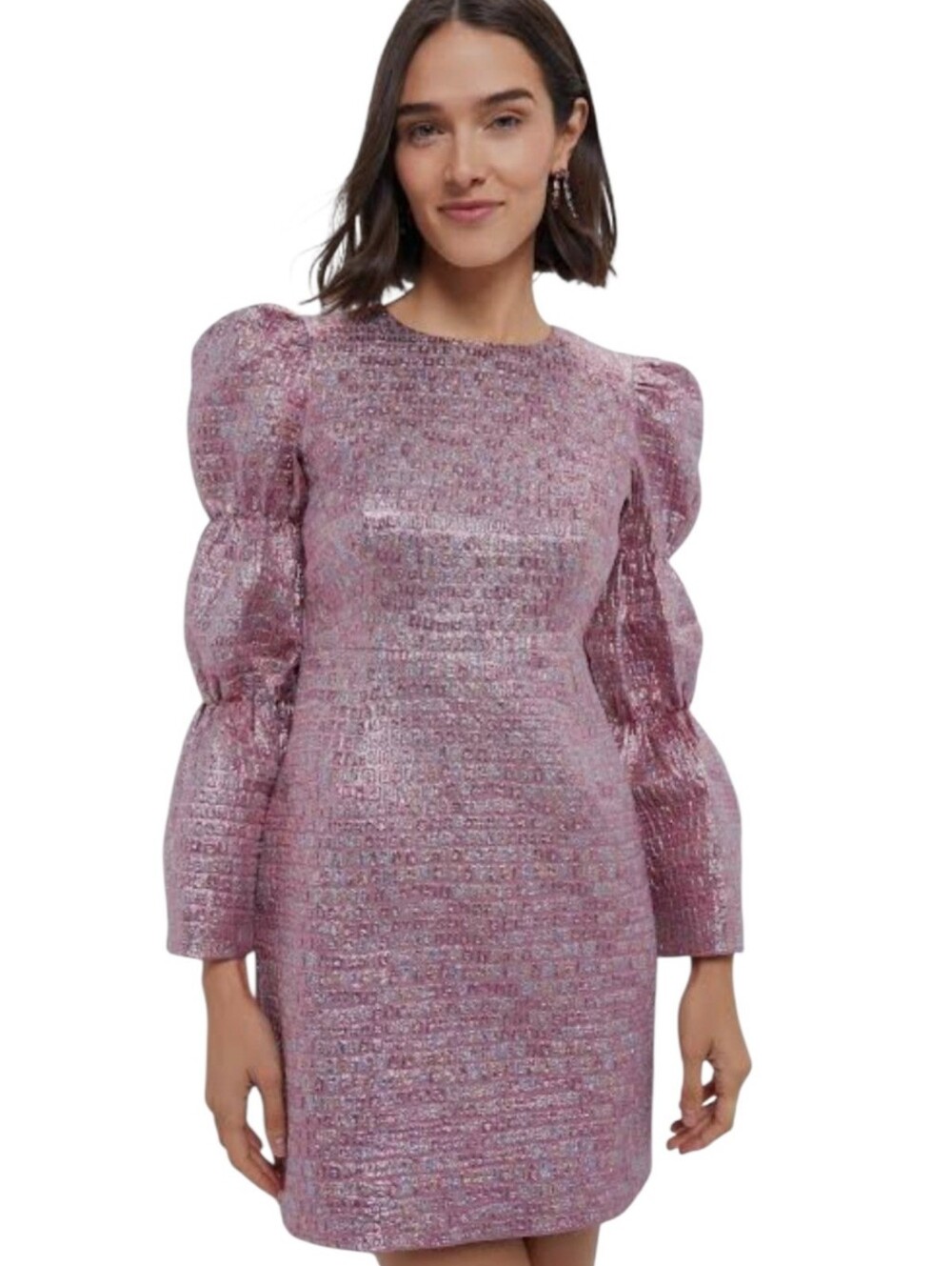 Tuckernuck Hyacinth House Darcy Pink Glitter Jacquard‎ Mini Dress Size Medium